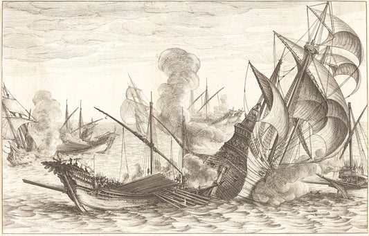 The Second Naval Battle by Jacques Callot (French, 1592 - 1635), 16X12"(A3)Poster Print