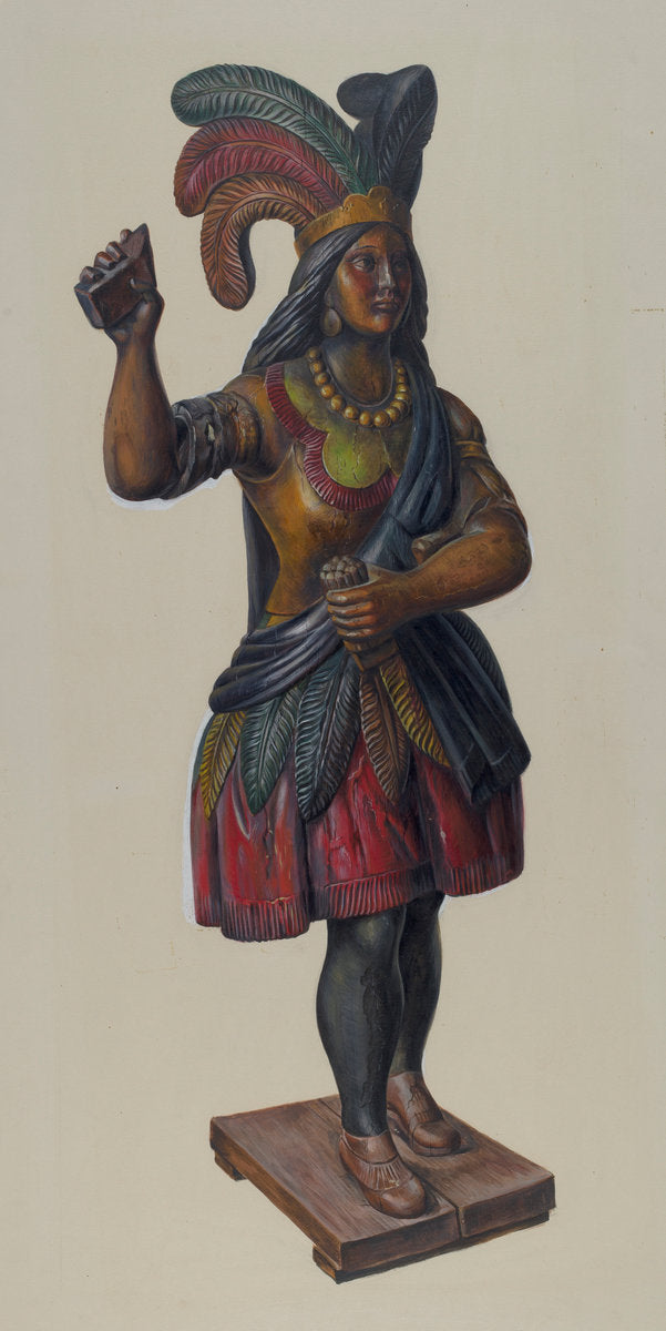 Cigar Store Indian by American 20th Century (American, active c. 1935), 16X12"(A3)Poster Print