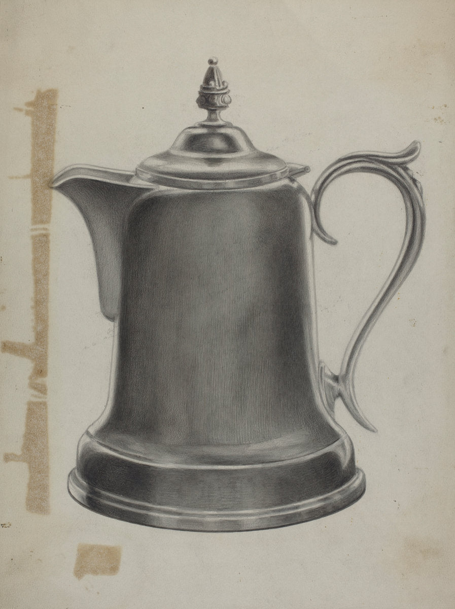 Pewter Coffee Urn by Theodore Pfitzer (American, active c. 1935), 16X12"(A3)Poster Print