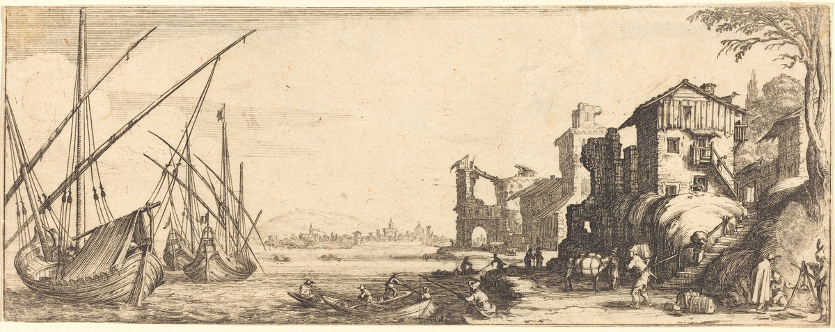 probably c. 1633/1635 by Jacques Callot or Follower of Jacques Callot (The Small Port), 16X12"(A3)Poster Print