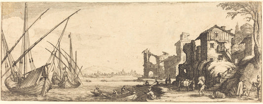 probably c. 1633/1635 by Jacques Callot or Follower of Jacques Callot (The Small Port), 16X12"(A3)Poster Print
