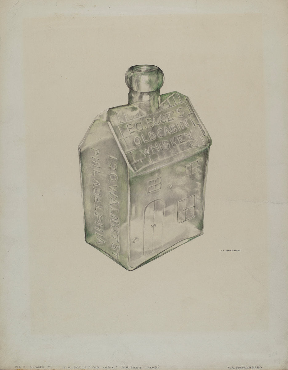 Whiskey Flask by G.A. Spangenberg (American, active c. 1935), 16X12"(A3)Poster Print