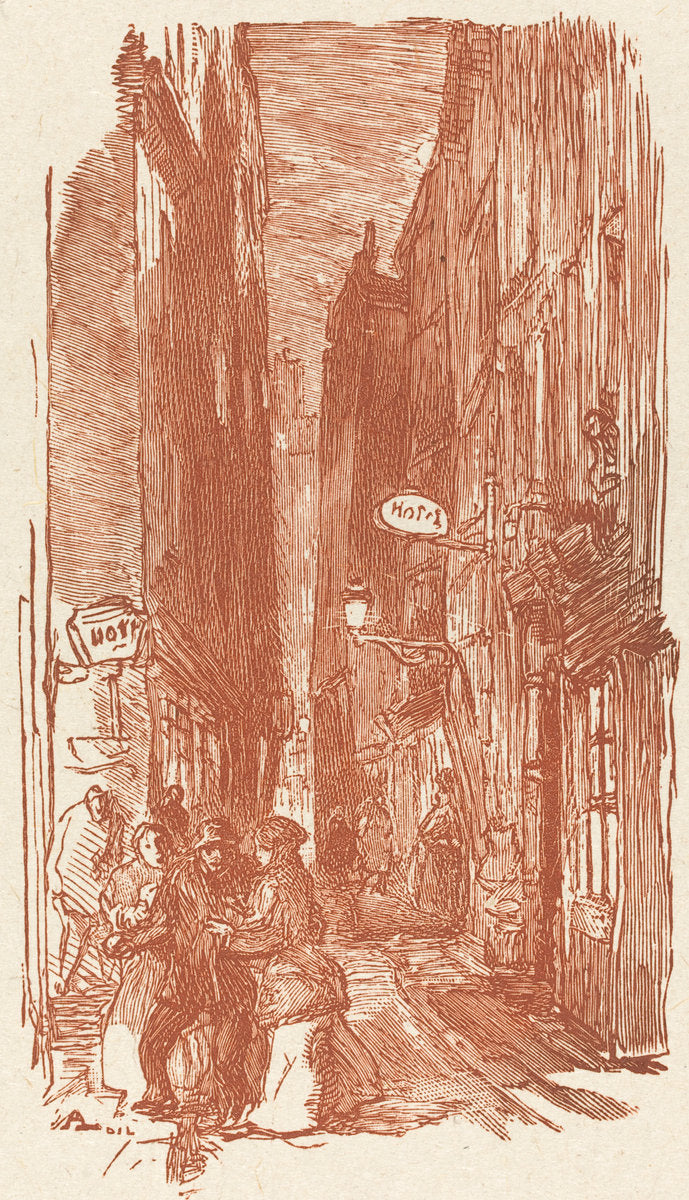 Rue Saint-Severin by Auguste Lepère (French, 1849 - 1918), 16X12"(A3)Poster Print
