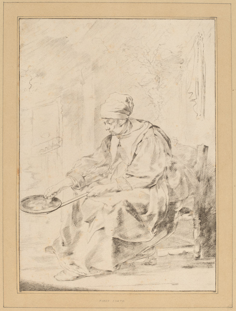 Pancake Woman by Cornelis Ploos van Amstel and Johannes Kornlein after Gabriel Metsu (Dutch, 1726 - 1798), 16X12"(A3)Poster Print