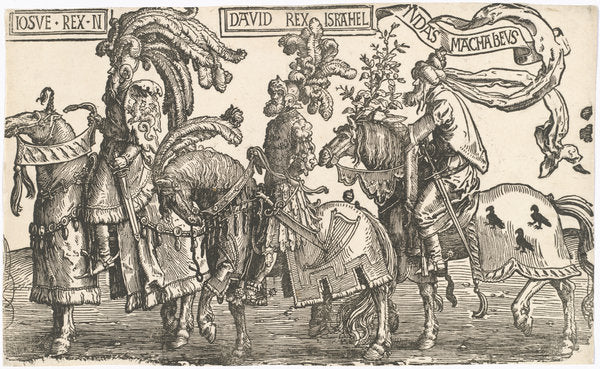 Joshua, David, Judas Maccabees by Lucas van Leyden (Netherlandish, 1489/1494 - 1533), 16X12"(A3)Poster Print