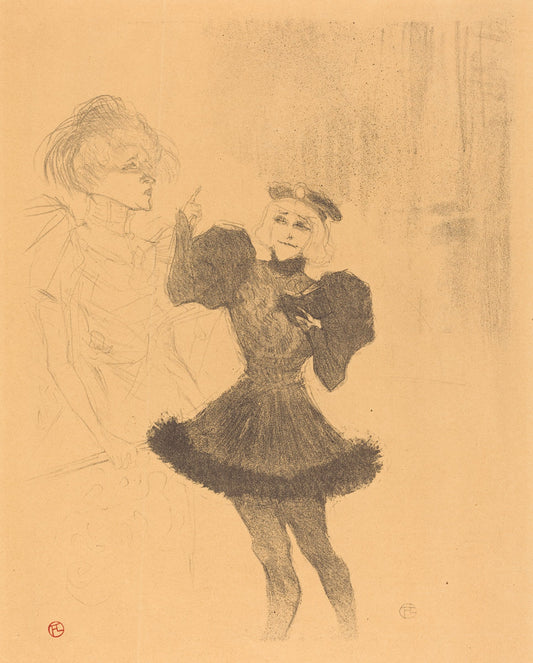 Lender and Lavalliere in "Le fils de l'Aretin" (Lender et Lavallière dans "Le fils de l'Arétin") by Henri de Toulouse-Lautrec (French, 1864 - 1901), 16X12"(A3)Poster Print