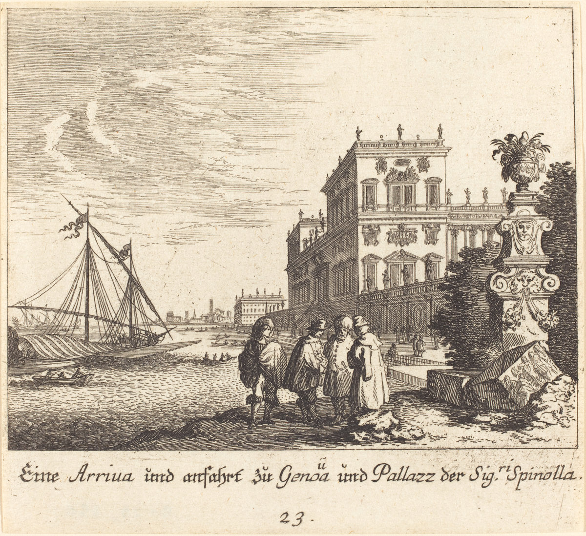 Palazzo Spinolla, Genoa by Melchior Küsel after Johann Wilhelm Baur (German, 1626 - 1683), 16X12"(A3)Poster Print