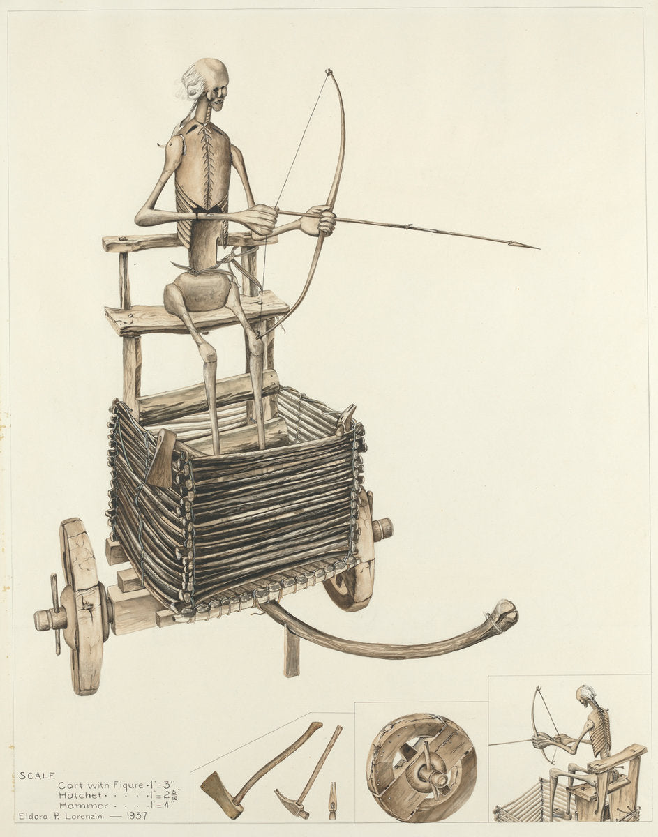 Death Angel and Cart by Eldora P. Lorenzini (American, 1910 - 1993), 16X12"(A3)Poster Print