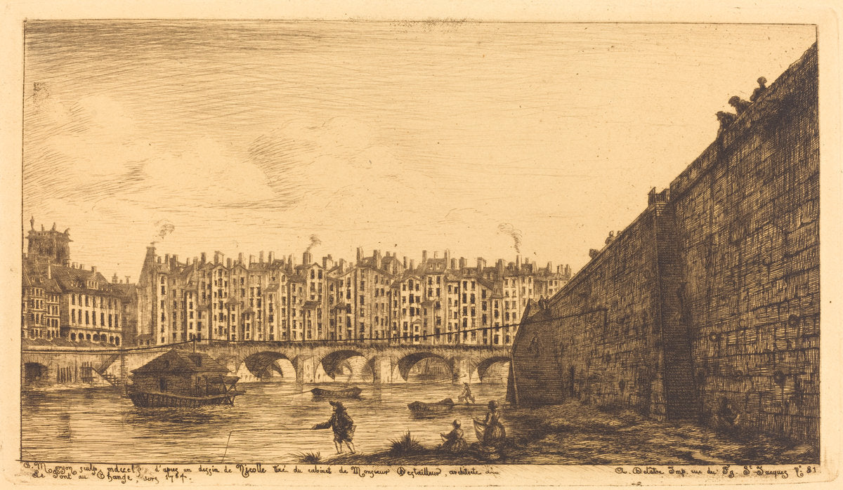 Le Pont-au-Change, Paris, vers 1784 by Charles Meryon after Victor Jean Nicolle (French, 1821 - 1868), 16X12"(A3)Poster Print