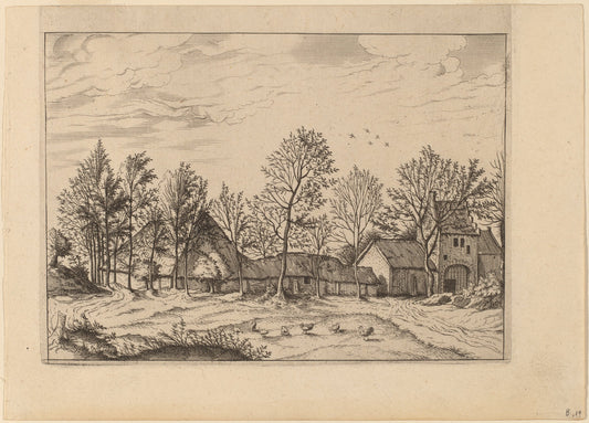 Farm with Gateway by Johannes and Lucas van Doetechum after Master of the Small Landscapes (Dutch, died 1605), 16X12"(A3)Poster Print