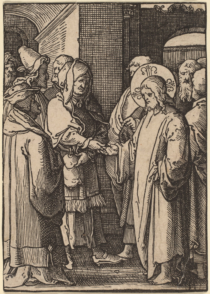 The Tribute Money by Lucas van Leyden (Netherlandish, 1489/1494 - 1533), 16X12