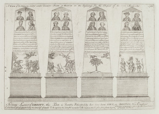 The Obelisk under the Liberty Tree, Boston by Paul Revere (American, 1735 - 1818), 16X12"(A3)Poster Print