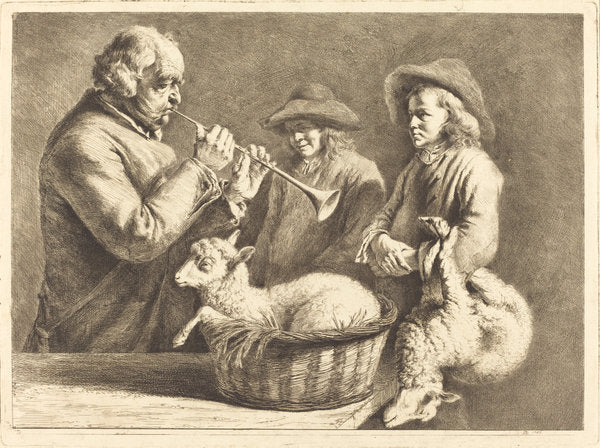 Oboe Player by Jean-Jacques de Boissieu (French, 1736 - 1810), 16X12"(A3)Poster Print