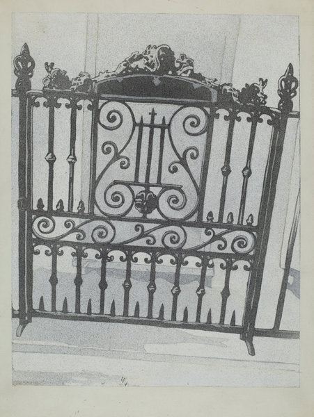Cast and Wrought Iron Gate by Arelia Arbo (American, active c. 1935), 16X12"(A3)Poster Print