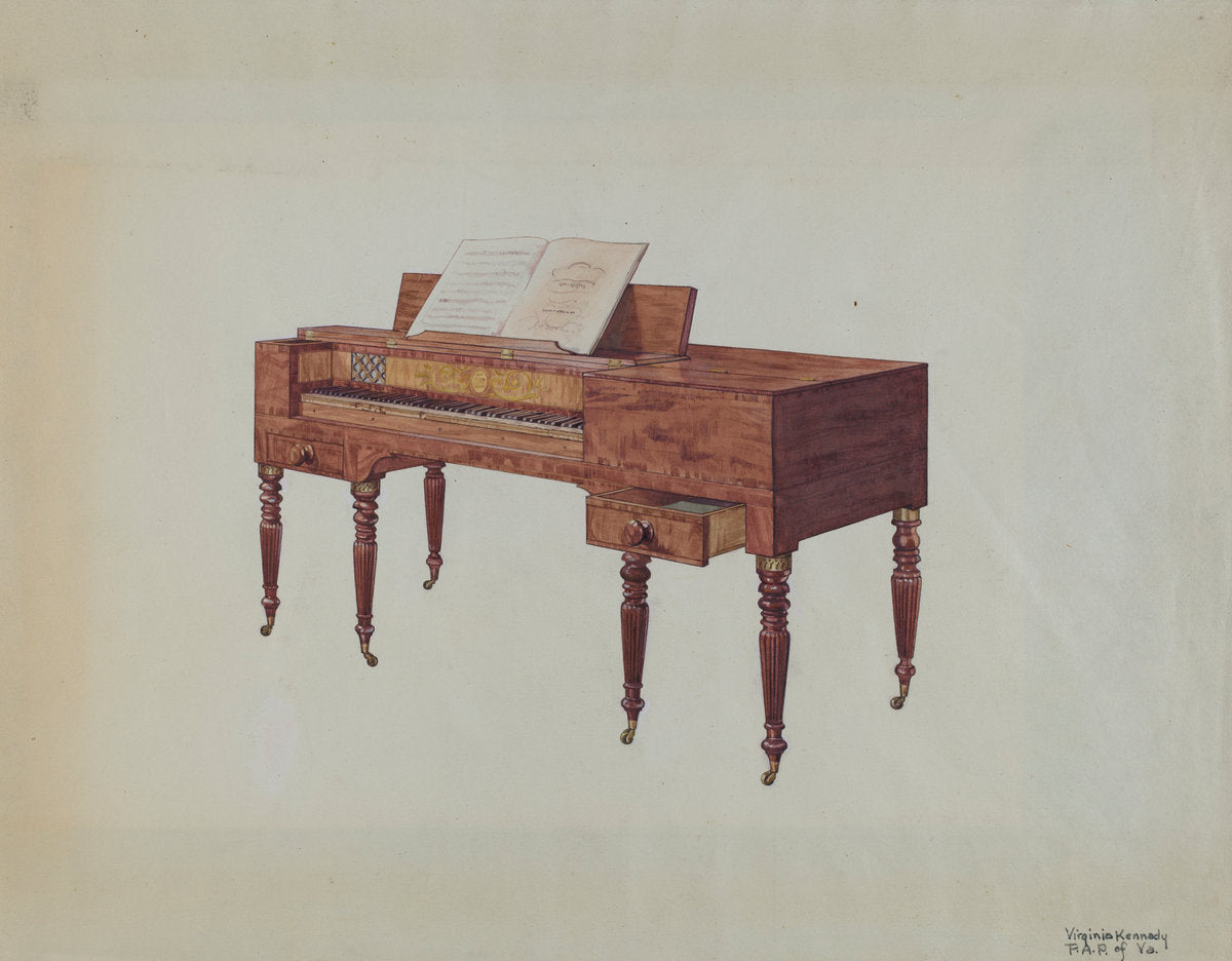 Piano by Virginia Kennady (American, active c. 1935), 16X12"(A3)Poster Print