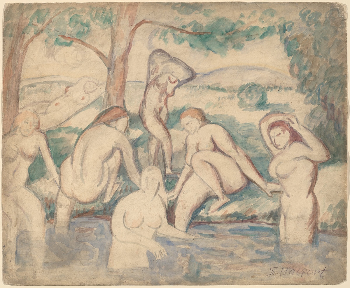 Bathers by Samuel Halpert (American, 1884 - 1930), 16X12"(A3)Poster Print