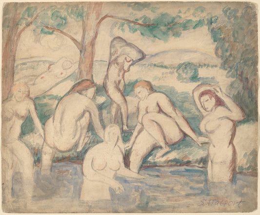 Bathers by Samuel Halpert (American, 1884 - 1930), 16X12"(A3)Poster Print