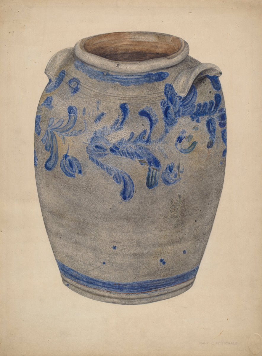 Stoneware Crock by Mary Fitzgerald (American, active c. 1935), 16X12"(A3)Poster Print