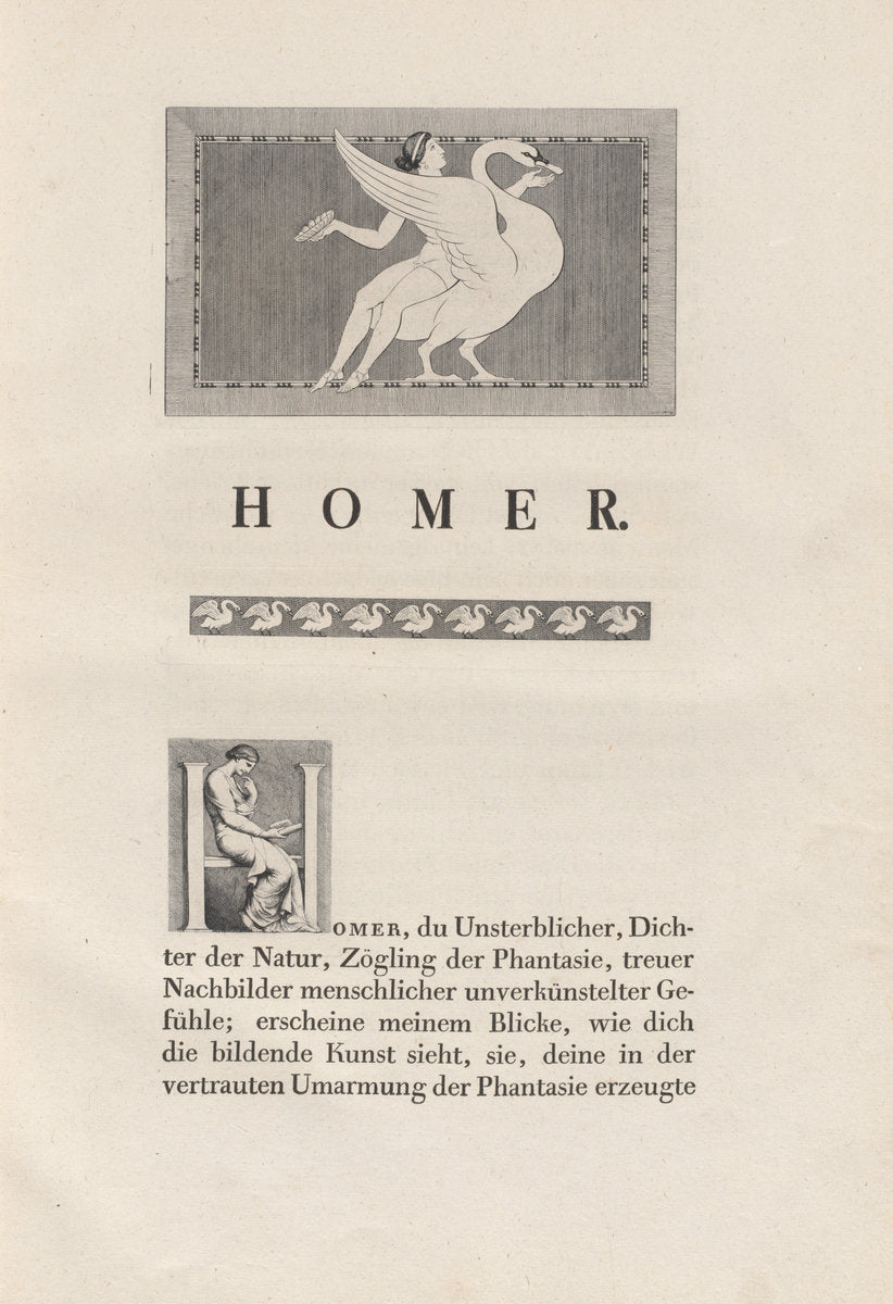 Homer Nach Antiken Gezeichnet by Johann Heinrich Wilhelm Tischbein for authors Homer and Christian Gottlob Heyne (German, 1751 - 1829), 16X12"(A3)Poster Print