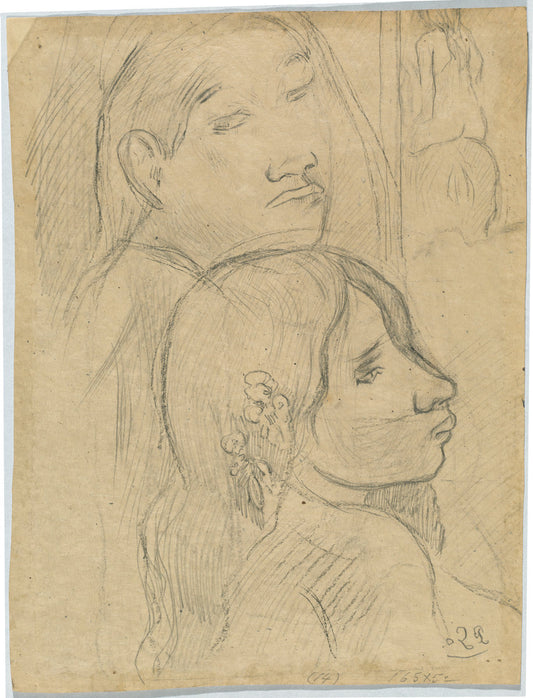 Two Marquesans [verso] by Paul Gauguin (French, 1848 - 1903), 16X12"(A3)Poster Print