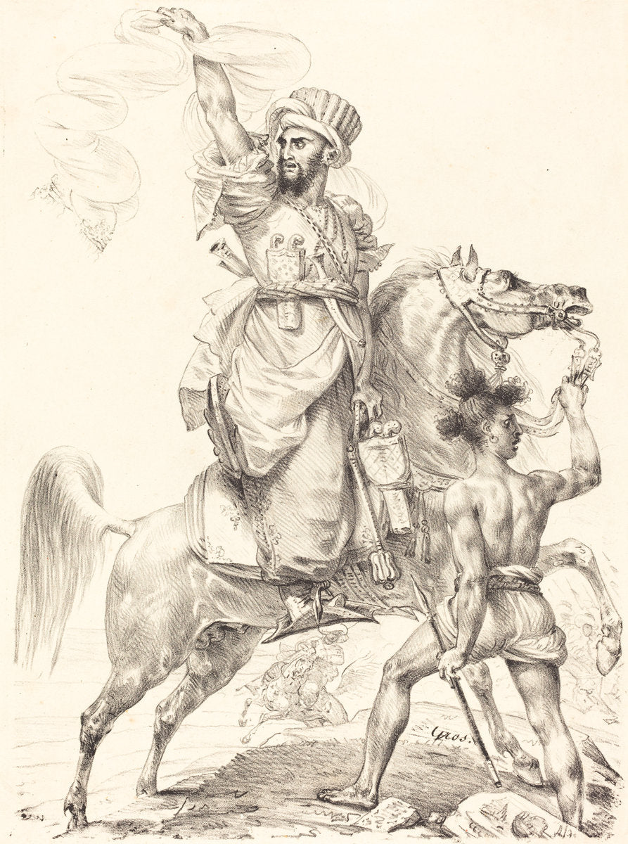 The Chief of the Mamelukes on Horseback by Antoine-Jean Gros (French, 1771 - 1835), 16X12"(A3)Poster Print