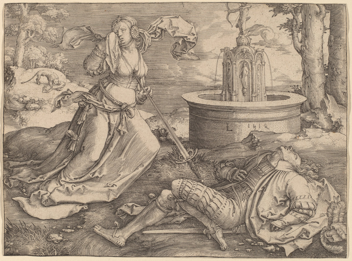 Pyramus and Thisbe by Lucas van Leyden (Netherlandish, 1489/1494 - 1533), 16X12"(A3)Poster Print