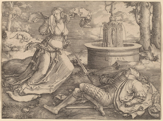 Pyramus and Thisbe by Lucas van Leyden (Netherlandish, 1489/1494 - 1533), 16X12"(A3)Poster Print