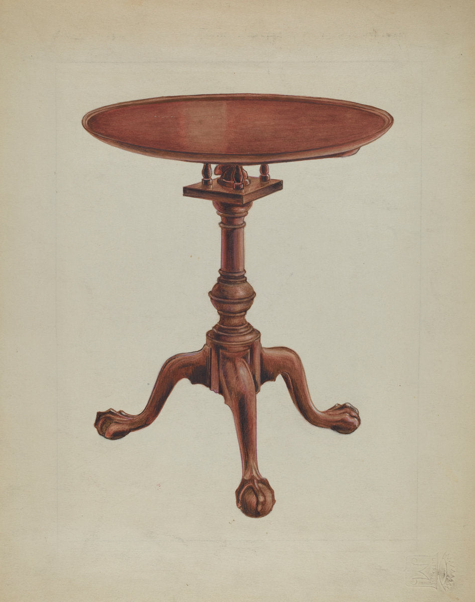 Tripod-table by Arthur Johnson (American, active c. 1935), 16X12"(A3)Poster Print