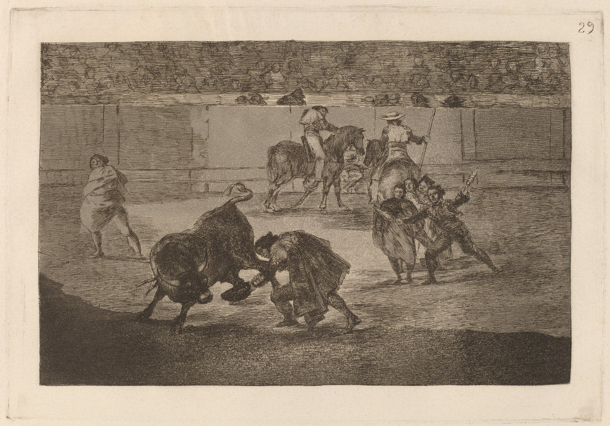 Pepe Illo haciendo el recorte al toro (Pepe Illo Making the Pass of the "Recorte") by Francisco de Goya (Spanish, 1746 - 1828), 16X12"(A3)Poster Print