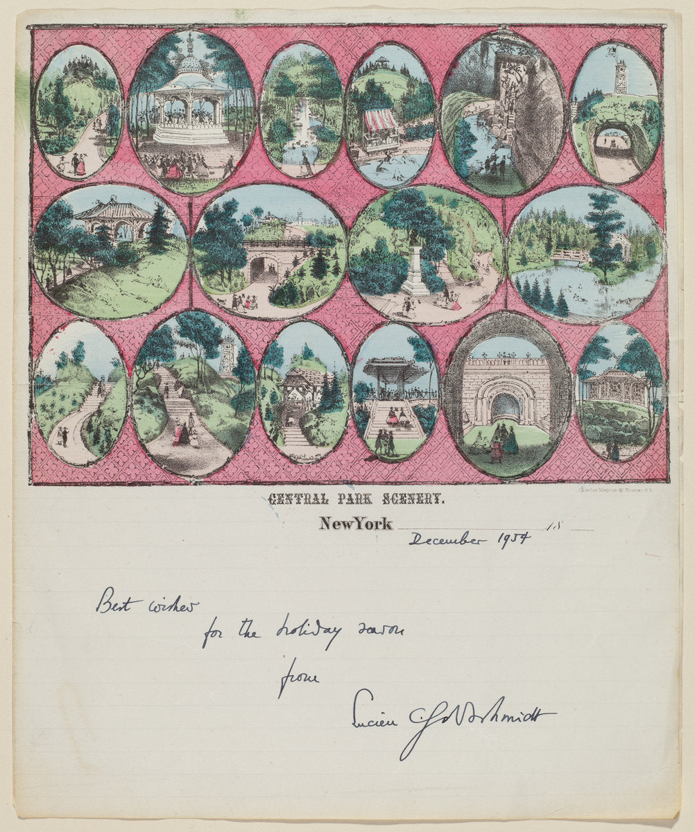 Central Park Scenery (New York) by Charles Magnus (American, active c. 1852 - 1897), 16X12"(A3)Poster Print
