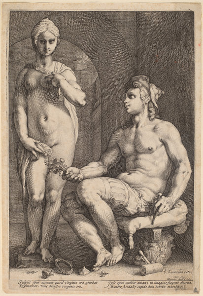 Pygmalion and Galatea by Hendrik Goltzius (Dutch, 1558 - 1617), 16X12"(A3)Poster Print