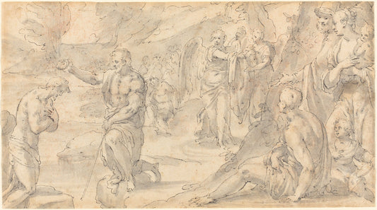 The Baptism of Christ by Friedrich Sustris (German, c. 1540 - 1599), 16X12"(A3)Poster Print