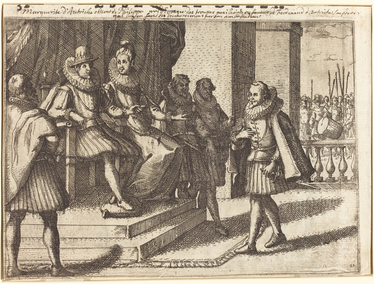 King and Queen in Consultation about the Turks [recto] by Jacques Callot (French, 1592 - 1635), 16X12"(A3)Poster Print