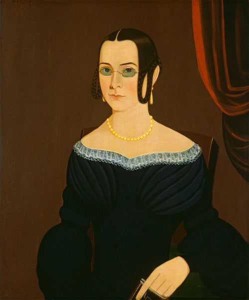 c. 1840 by American 19th Century (Lady Wearing Spectacles), 16X12"(A3)Poster Print