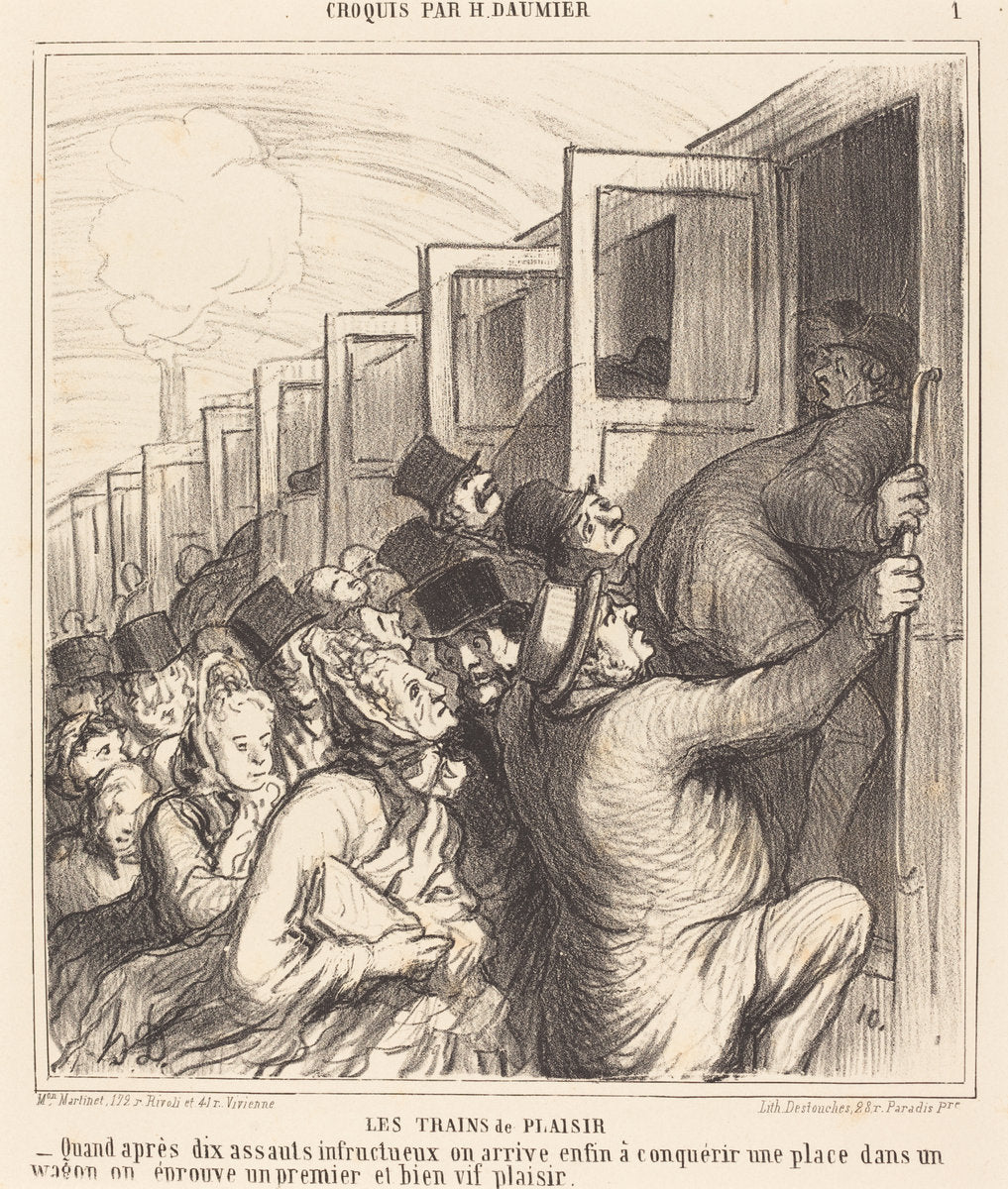 Les Trains de plaisir by Honoré Daumier (French, 1808 - 1879), 16X12"(A3)Poster Print