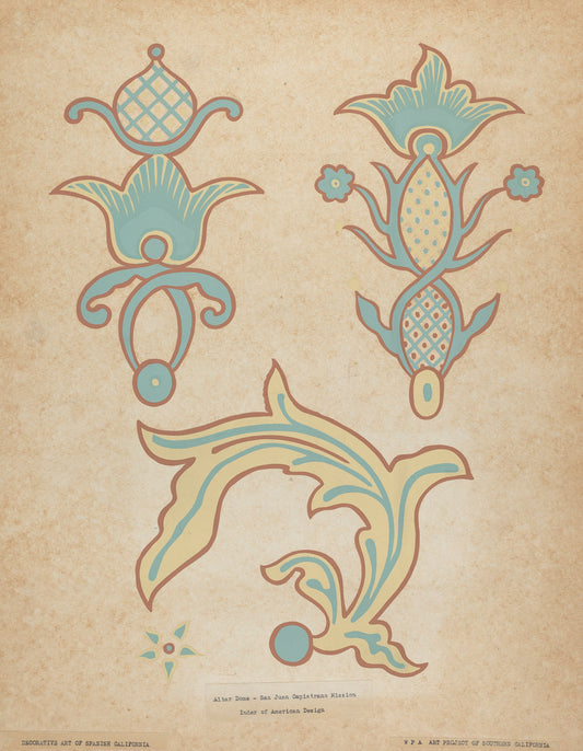 1935/1942 by American 20th Century (San Juan Capistrano Altar Dome from the portfolio "Decorative Art of Spanish California"), 16X12"(A3)Poster Print