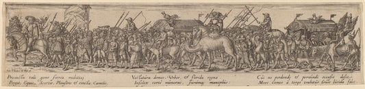 Marching Soldiers, with an Armory Car in the Center by Jan Theodor de Bry after Barthel Beham (Flemish, 1561 - 1623), 16X12"(A3)Poster Print