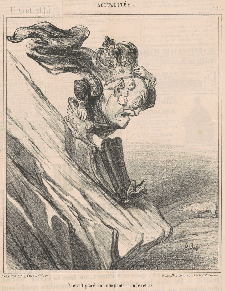S'étant placé sur une pente dangereuse by Honoré Daumier (French, 1808 - 1879), 16X12"(A3)Poster Print