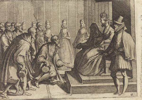 Margaret of Austria Giving Audience to a Nobleman [verso] by Raffaello Schiaminossi (Italian, 1572 - 1622), 16X12"(A3)Poster Print