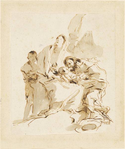 The Holy Family by Giovanni Battista Tiepolo (Venetian, 1696 - 1770), 16X12"(A3)Poster Print
