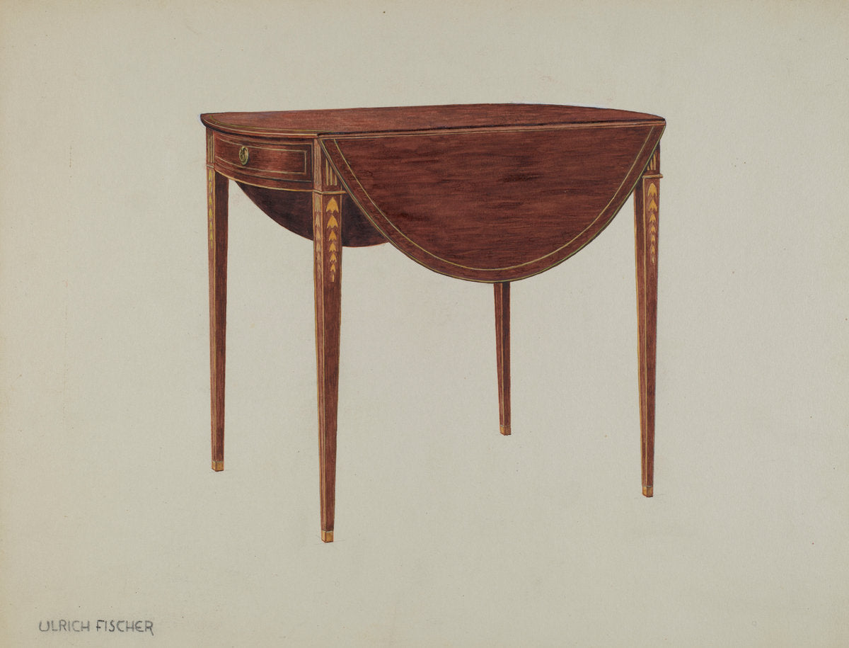 Pembroke Table by Ulrich Fischer (American, active c. 1935), 16X12"(A3)Poster Print