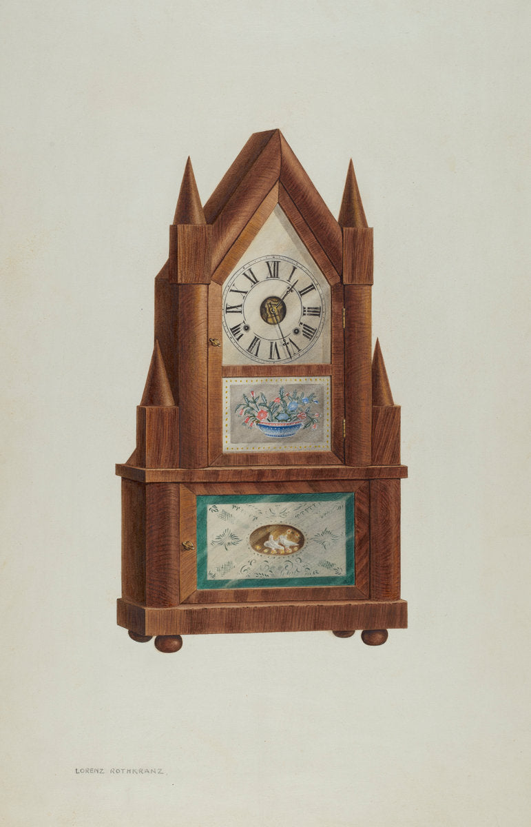 Shelf Clock by Lorenz Rothkranz (American, active c. 1935), 16X12"(A3)Poster Print