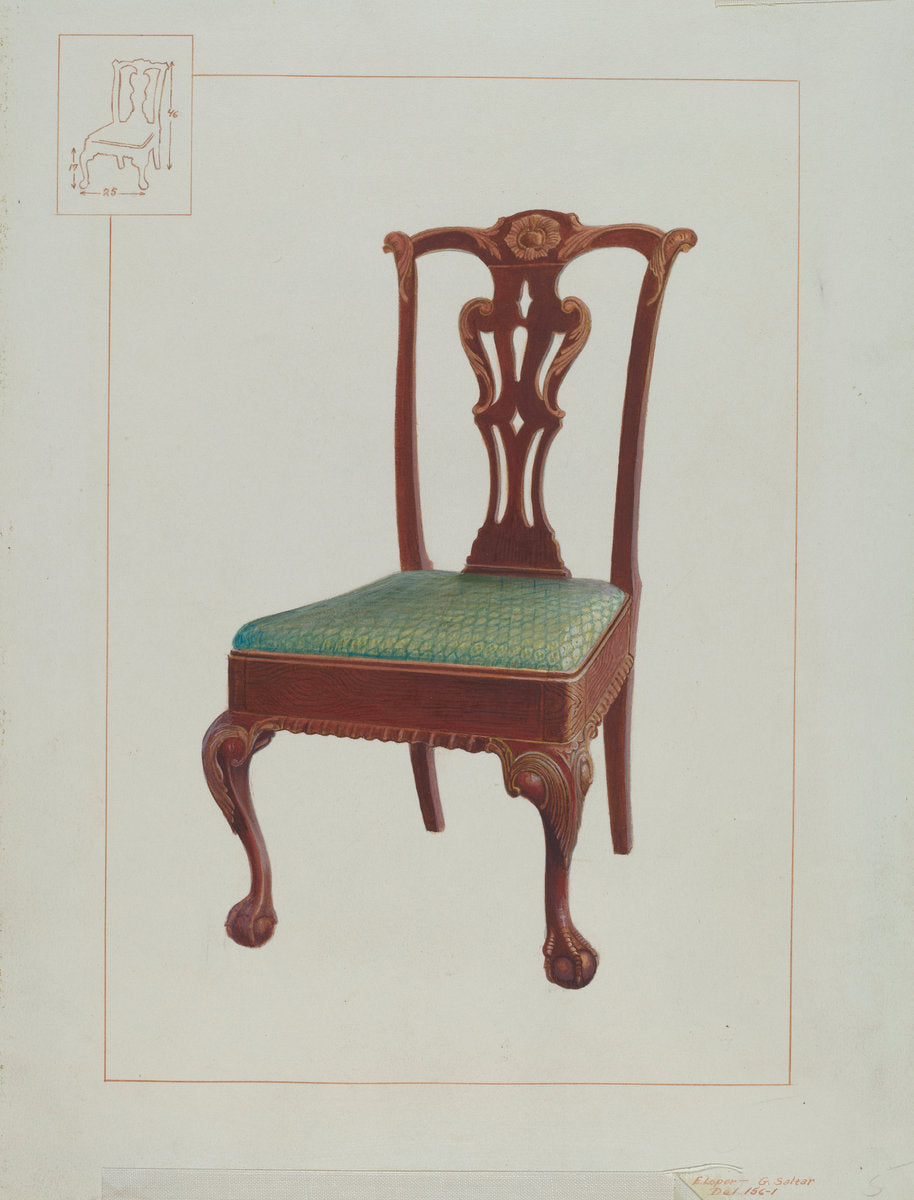 Mahogany Chair by Edward L. Loper (American, born 1916), 16X12"(A3)Poster Print