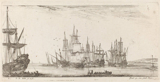 Group of Ships by Stefano Della Bella (Italian, 1610 - 1664), 16X12"(A3)Poster Print