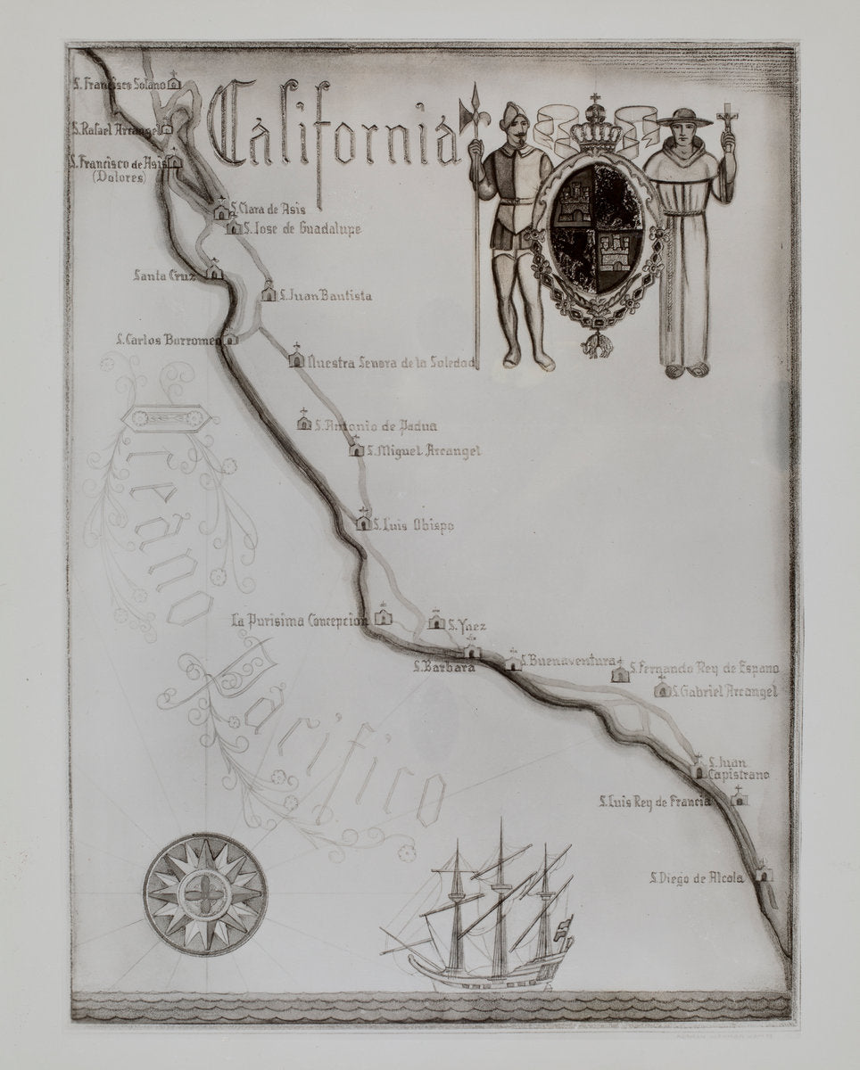 Map by Norman Kamps (American, active c. 1935), 16X12"(A3)Poster Print