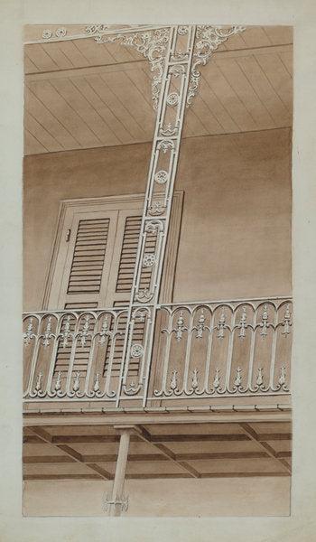 Cast Iron Balcony by Lucien Verbeke (American, active c. 1935), 16X12"(A3)Poster Print