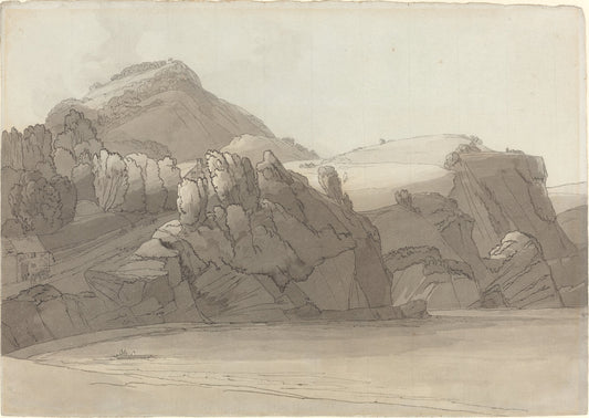 A Rocky Shore at Coombmartin, Devon (Combe Martin Bay) by Francis Towne (British, 1739 - 1816), 16X12"(A3)Poster Print