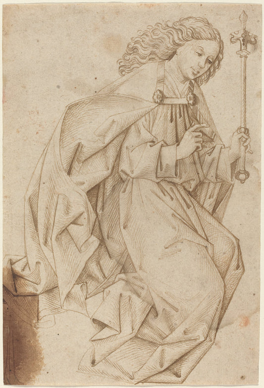 1480s by Swabian School (The Angel of the Annunciation), 16X12"(A3)Poster Print