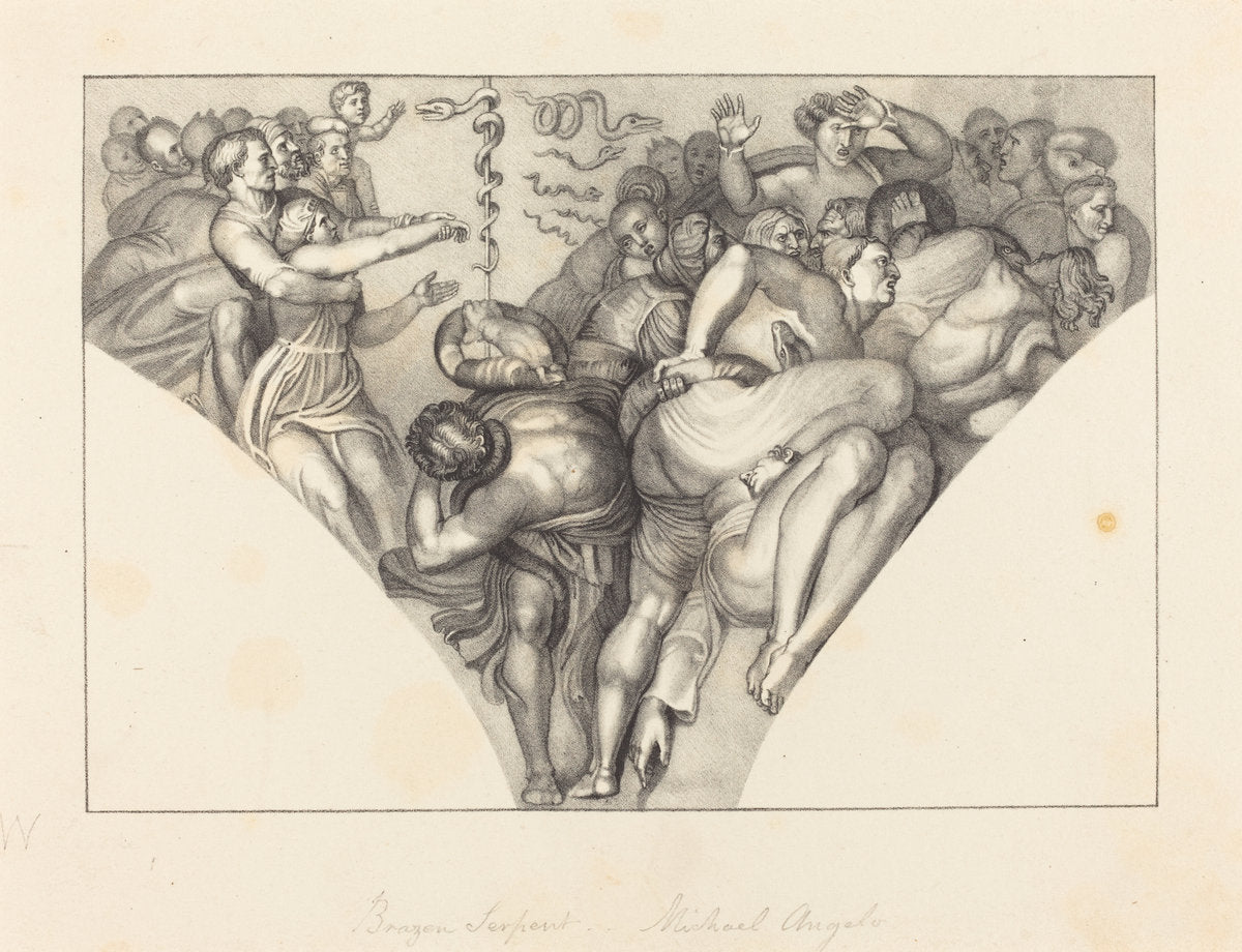 Brazen Serpent, from Michael Angelo by William Sharp after John Flaxman (British, 1749 - 1824), 16X12"(A3)Poster Print