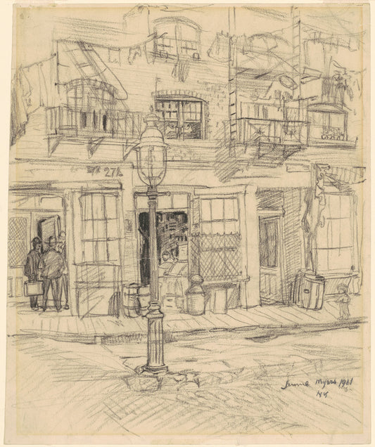 New York Street Scene by Jerome Myers (American, 1867 - 1940), 16X12"(A3)Poster Print